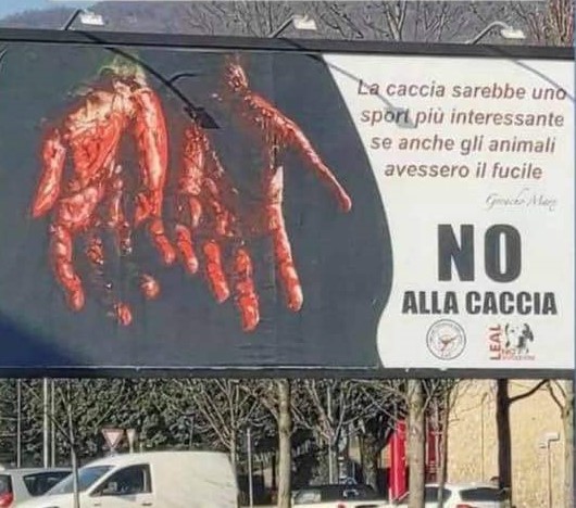 Manifesto pubblicitario anticaccia a Brescia. La presa di posizione del vicepresidente Marco Bruni
