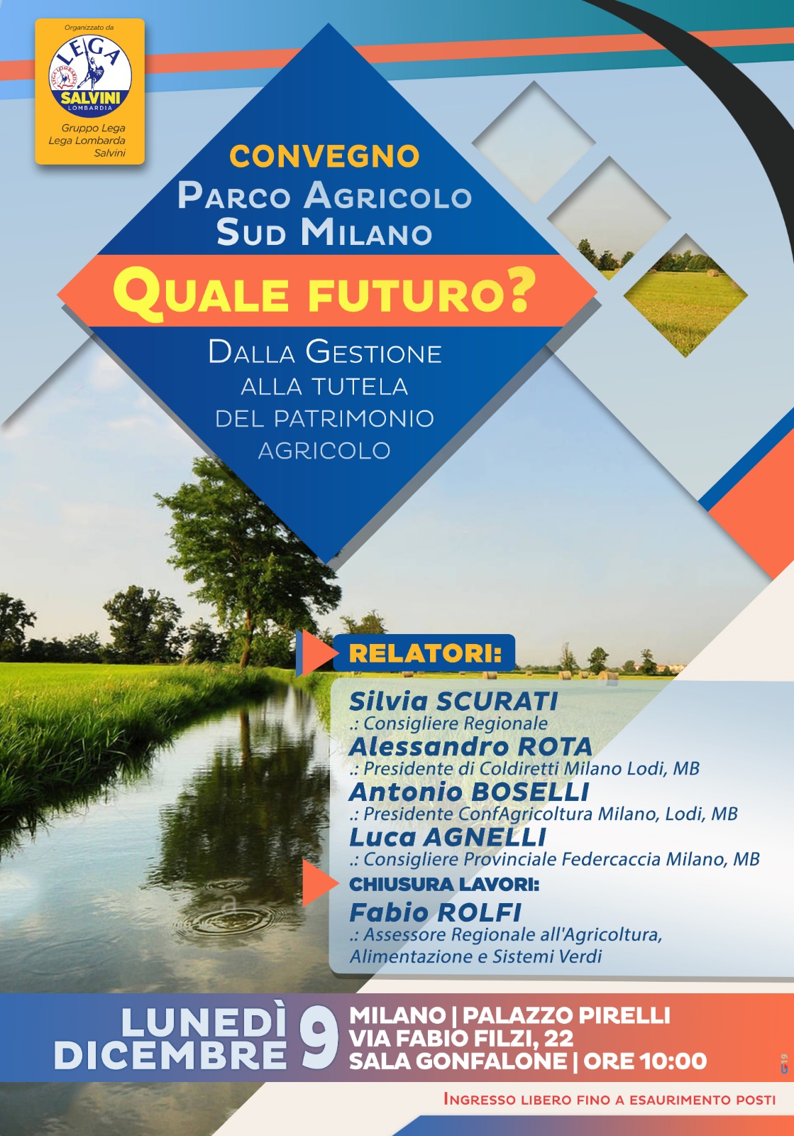 Lunedì 9 dicembre a Milano si discute sul futuro del Parco Agricolo Sud di Milano. Federcaccia rappresenatta dal consigliere provinciale milanese Luca Agnelli