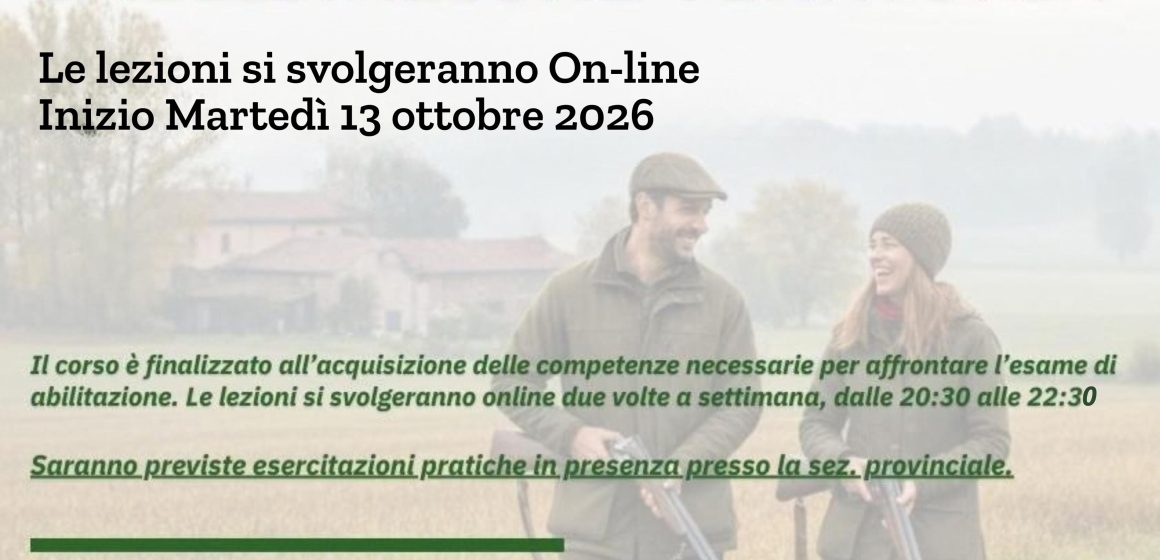 Corso di formazione per l’abilitazione venatoria promosso da Federcaccia Milano e Monza Brianza
